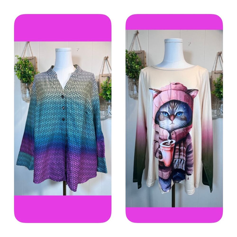Westbound Geometric Rainbow LS Shirt 1X Shein Multicolor Kitten LS Shirt XL Lot